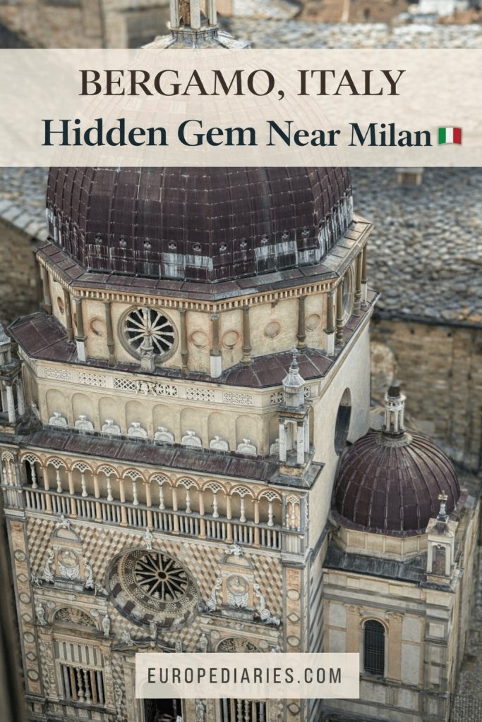 Cappella-Colleoni-in-Bergamos-skyline. View from the bell Tower in Bergamo.