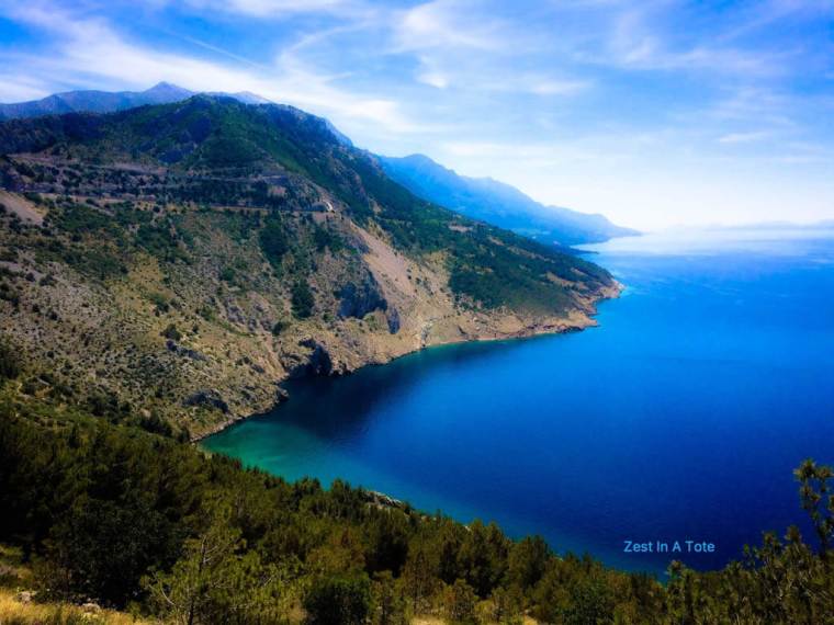 The Makarska Riviera coastline seen from the road between Split and Dubrovnik