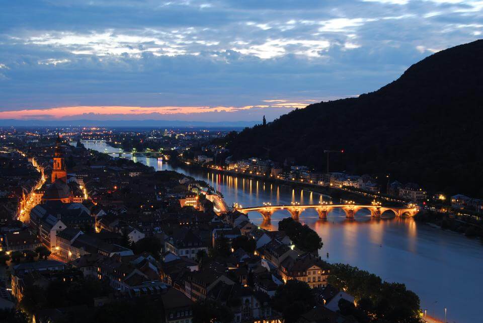 Heidelberg at night. Image:Heidelberg Marketing