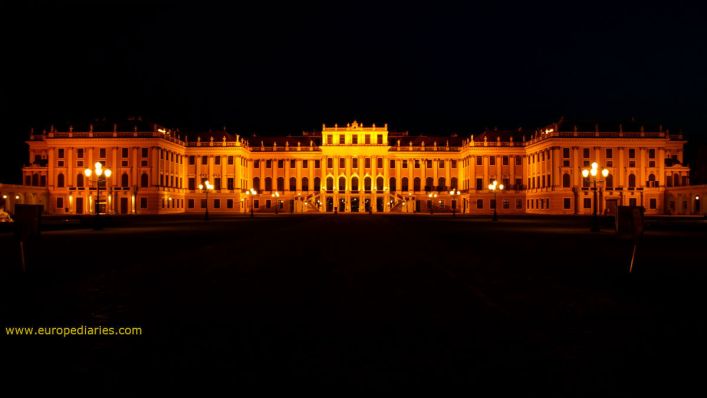 Schönbrunn Palace, Vienna night photography Copyright europediaries.com